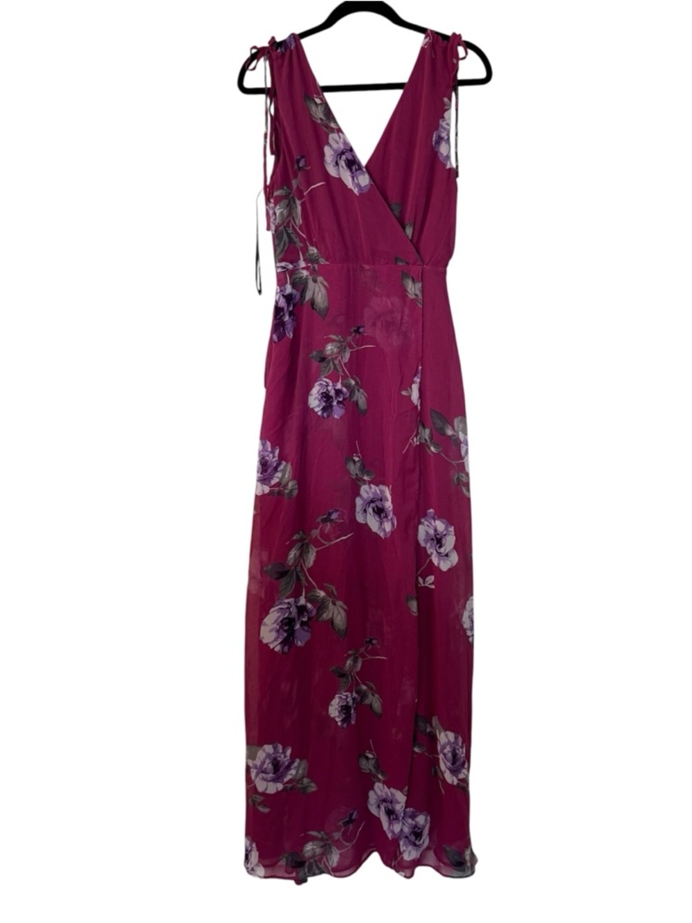 Lulus Women’s Romantic Possibilities Magenta Floral Print Maxi Dress Sz XL NWT